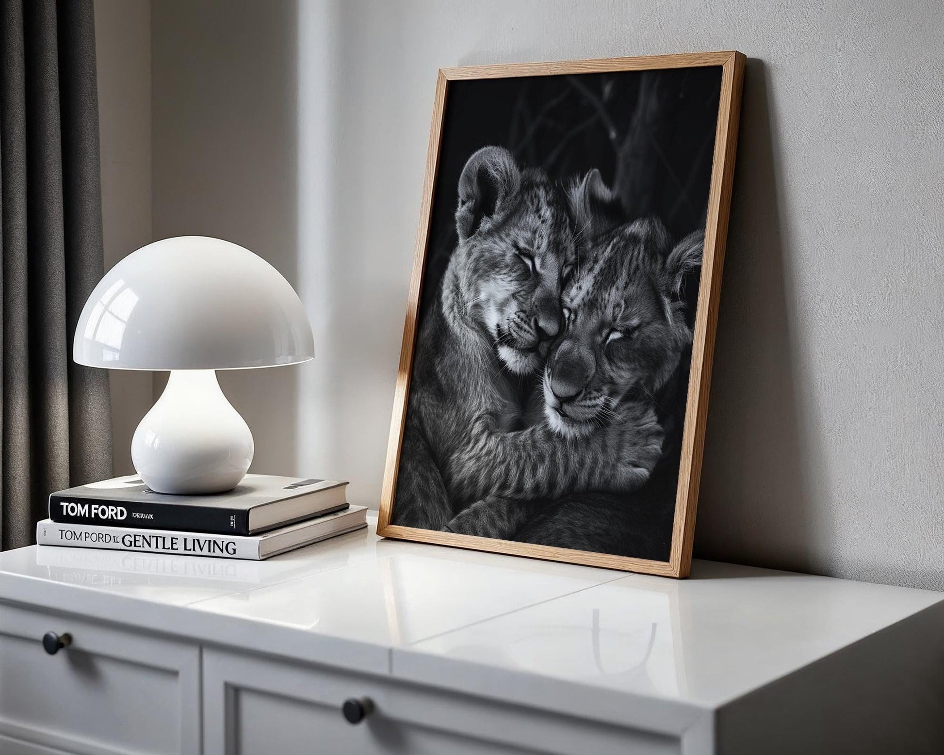 Wildlife Poster | Lion Cubs Fine Art Print • Black & White Minimalist Photography wall art print, minimalist black and white poster, modern Scandinavian wall decor, Monohaus