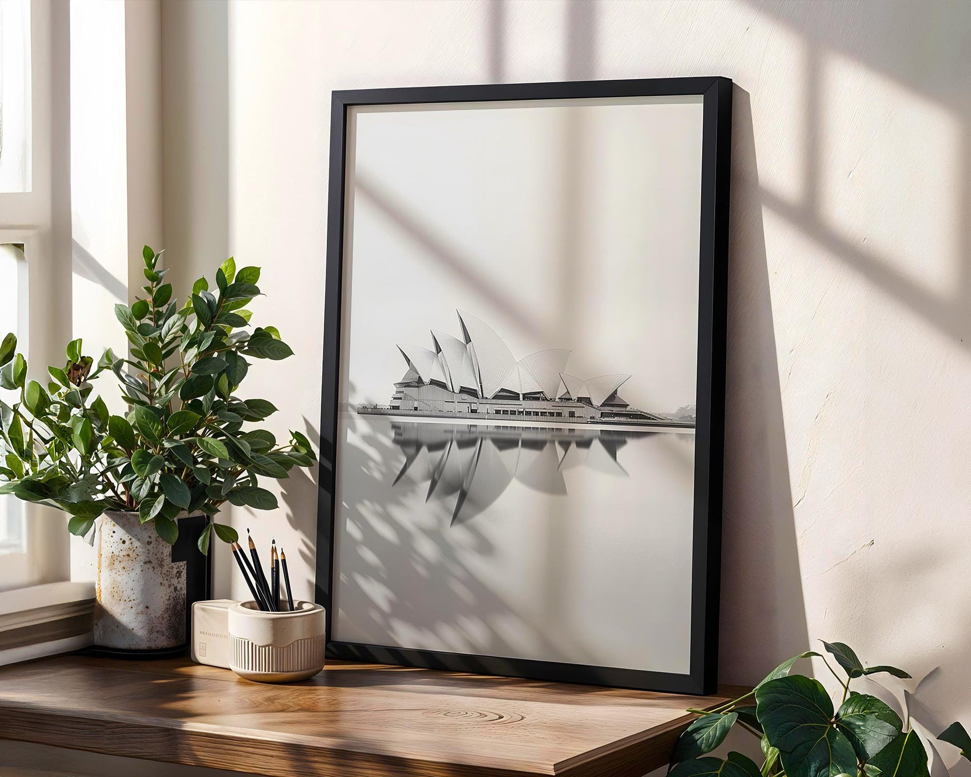World Landmark | Sydney Opera House Print | Minimalist Black and White Architecture wall art print, black and white architectural poster, minimalist modern Scandinavian wall decor, Monohaus