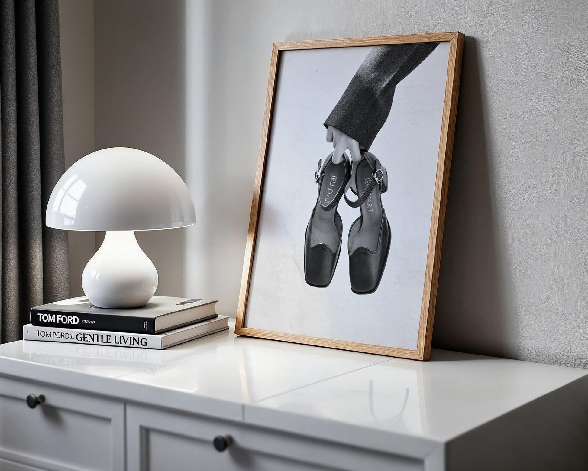 Designer Wall Art | Black and White Shoe Print | Minimalist Fashion Photography wall art print, minimalist black and white poster, modern Scandinavian wall decor, Monohaus