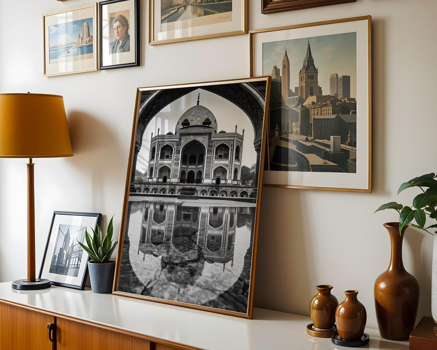 World Landmark | Humayun's Tomb Black and White Architecture Print | Indian Monument Wall Art wall art print, black and white architectural poster, minimalist modern Scandinavian wall decor, Monohaus