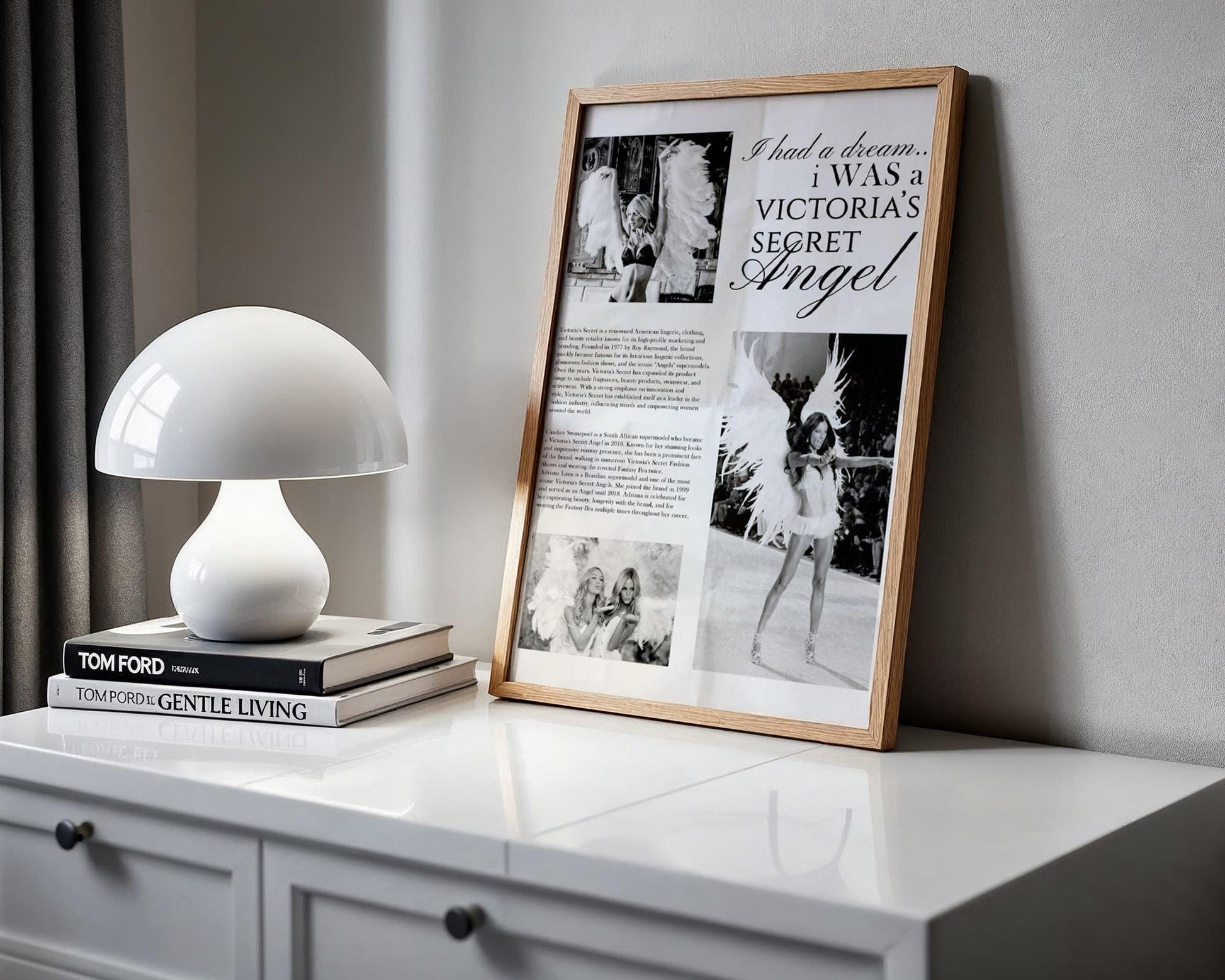 Designer Wall Art | Fashion Print Victoria’s Secret Angel Poster | Glamorous wall art print, minimalist black and white poster, modern Scandinavian wall decor, Monohaus