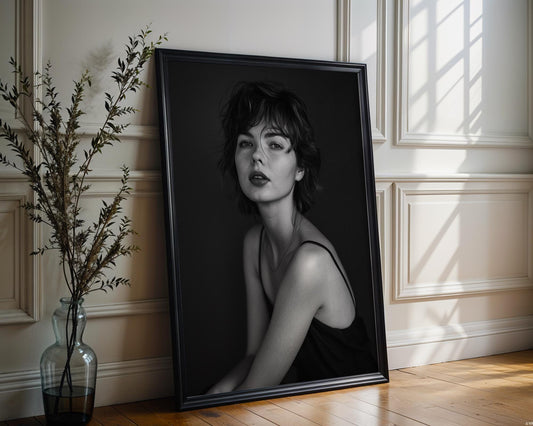 Minimal Wall Art Black and White Female Portrait | Minimalist Fine Art Photography Print wall art print, minimalist black and white poster, modern Scandinavian wall decor, Monohaus