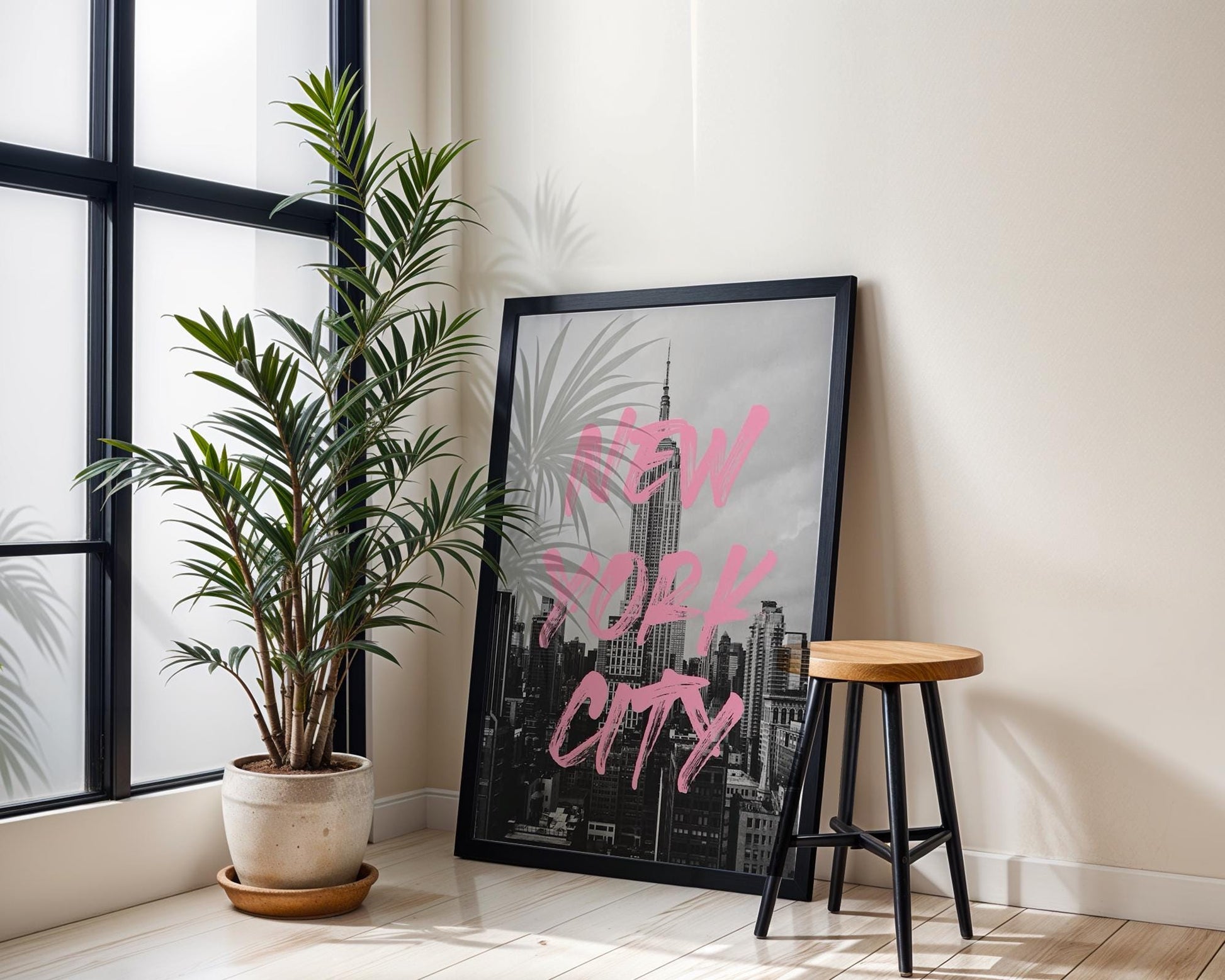 Designer Wall Art | New York City Skyline Print | Empire State Building wall art print, black and white architectural poster, minimalist modern Scandinavian wall decor, Monohaus