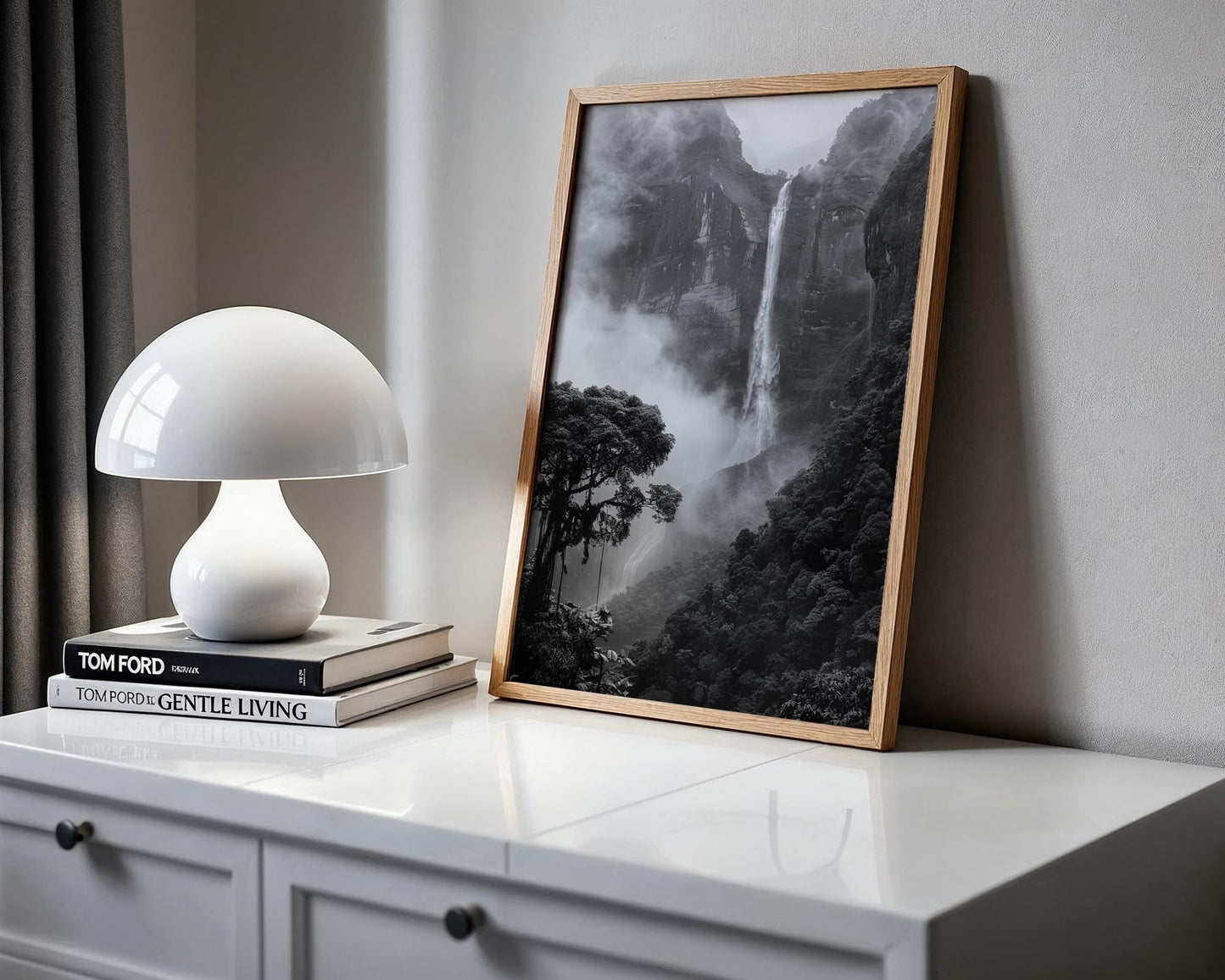 World Landmark | Angel Falls Photography Print | Black and White Minimalist Wall Art wall art print, minimalist black and white poster, modern Scandinavian wall decor, Monohaus