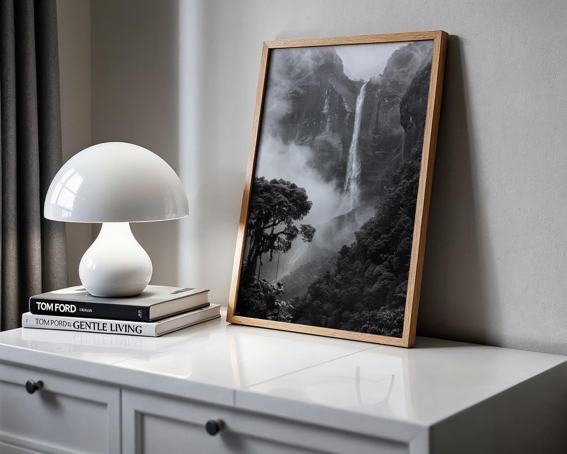 World Landmark | Angel Falls Photography Print | Black and White Minimalist Wall Art wall art print, minimalist black and white poster, modern Scandinavian wall decor, Monohaus