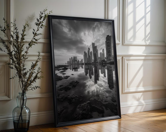 World Landmark | Panama City Skyline Print | Black and White Architecture Photography