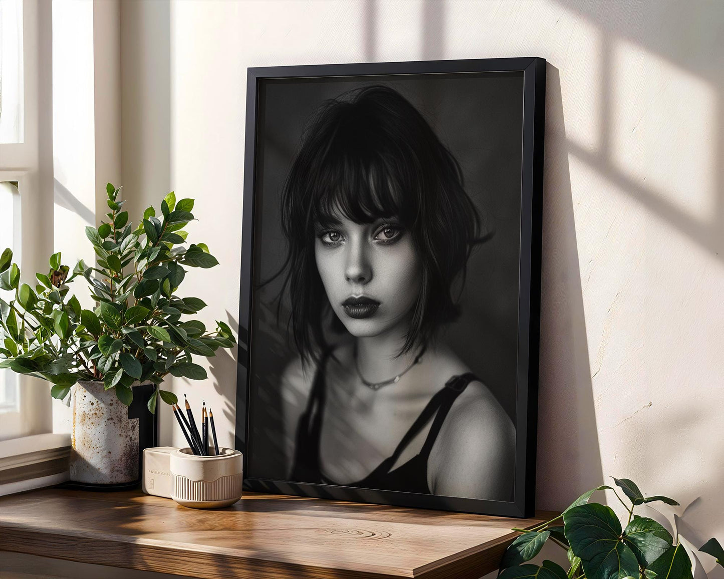 Monochrome Portrait Art Print, Moody Woman Photography, Black and White Wall Decor wall art print, minimalist black and white poster, modern Scandinavian wall decor, Monohaus