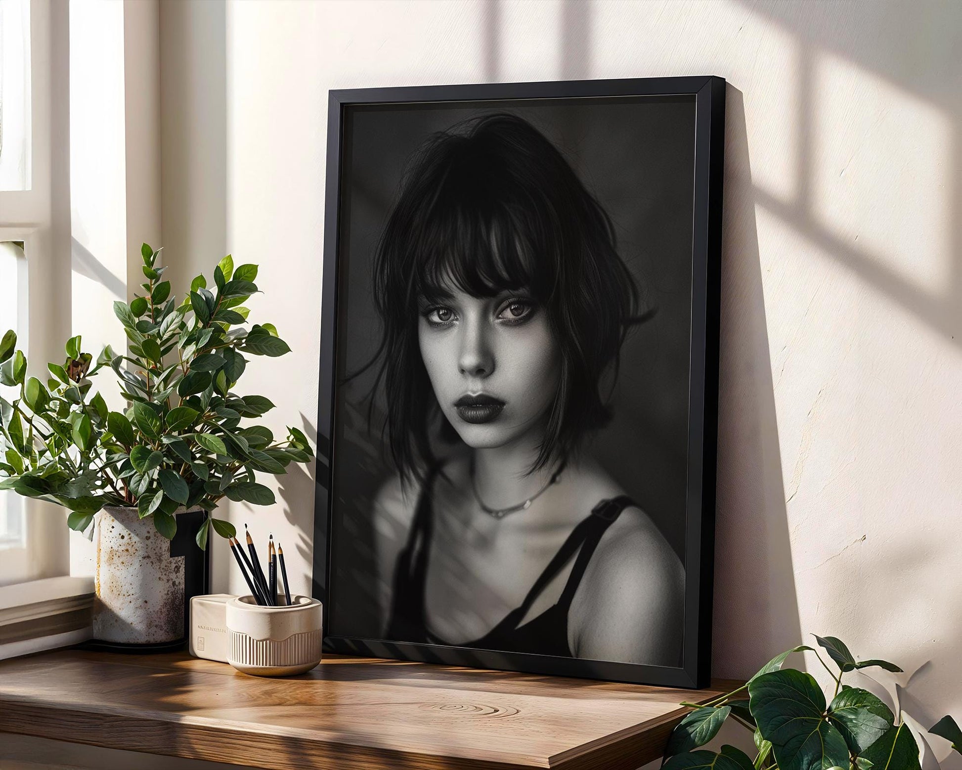 Monochrome Portrait Art Print, Moody Woman Photography, Black and White Wall Decor wall art print, minimalist black and white poster, modern Scandinavian wall decor, Monohaus