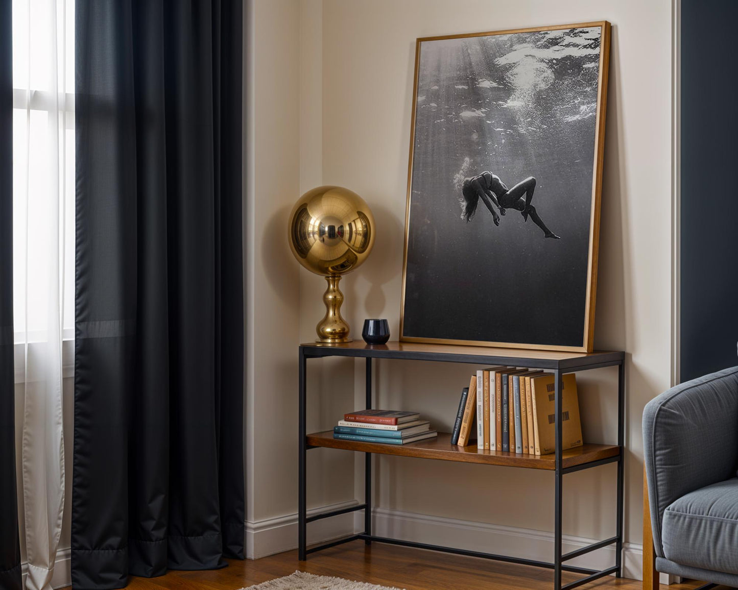 Designer Wall Art | Underwater Woman Print | Ethereal Black and White Photography, Minimalist Art wall art print, minimalist black and white poster, modern Scandinavian wall decor, Monohaus