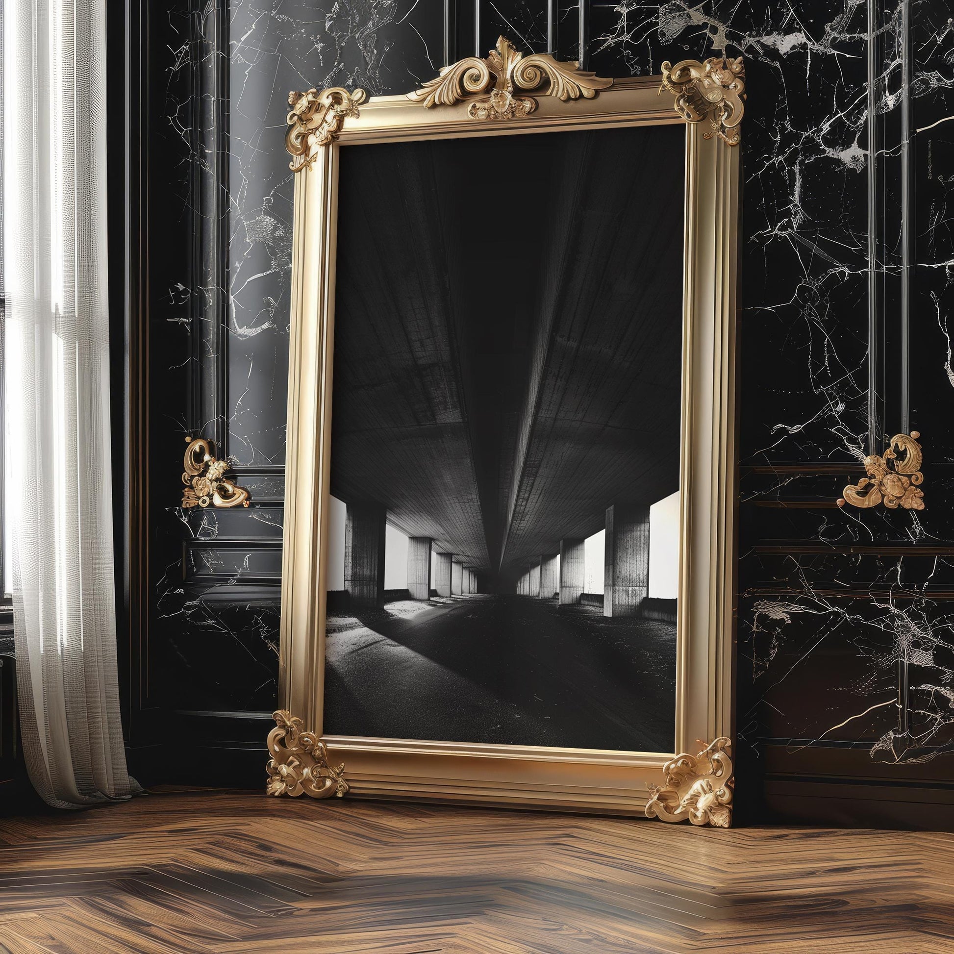 Urban Photography | Concrete Tunnel Print | Black and White Modern Architecture wall art print, black and white architectural poster, minimalist modern Scandinavian wall decor, Monohaus