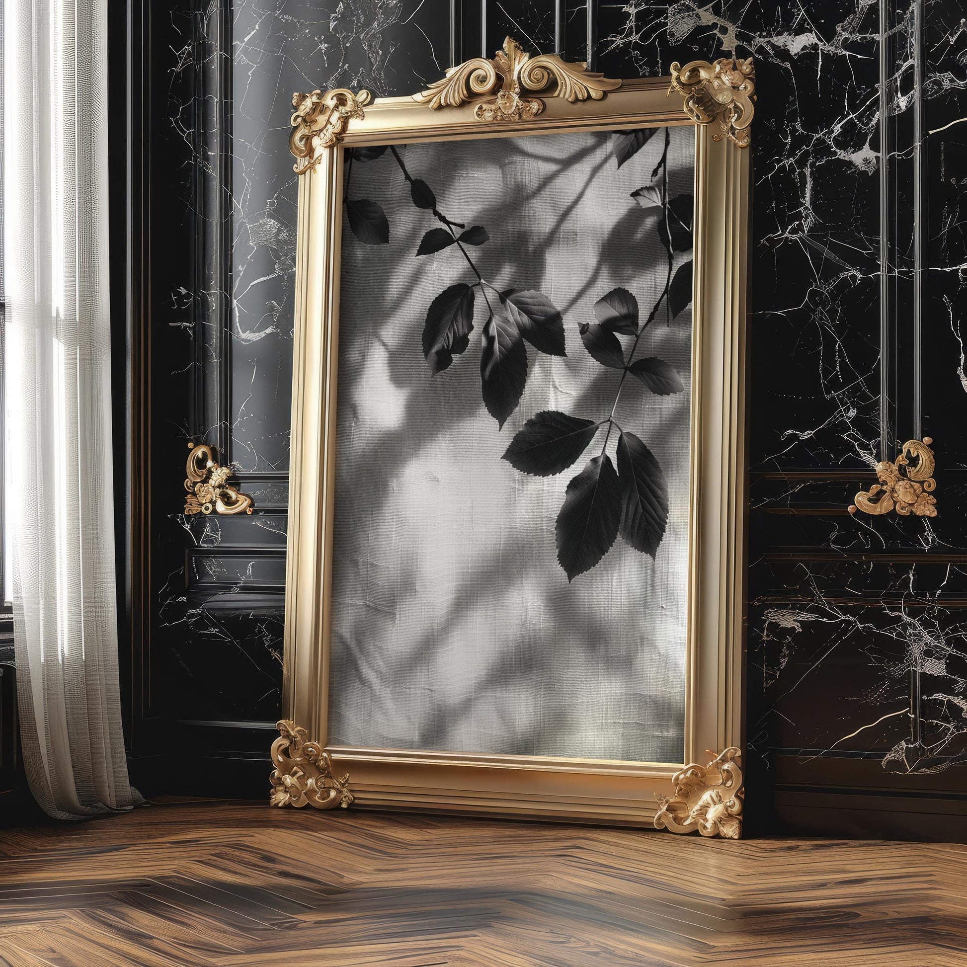 Botanical Photo | Dramatic Shadow Leaf Print Set 2 | Minimal Wall Art Black & White  Home Decor | Abstract Plant Art Bathroom Poster abstract wall art print, geometric minimalist poster, modern Scandinavian decor, Monohaus