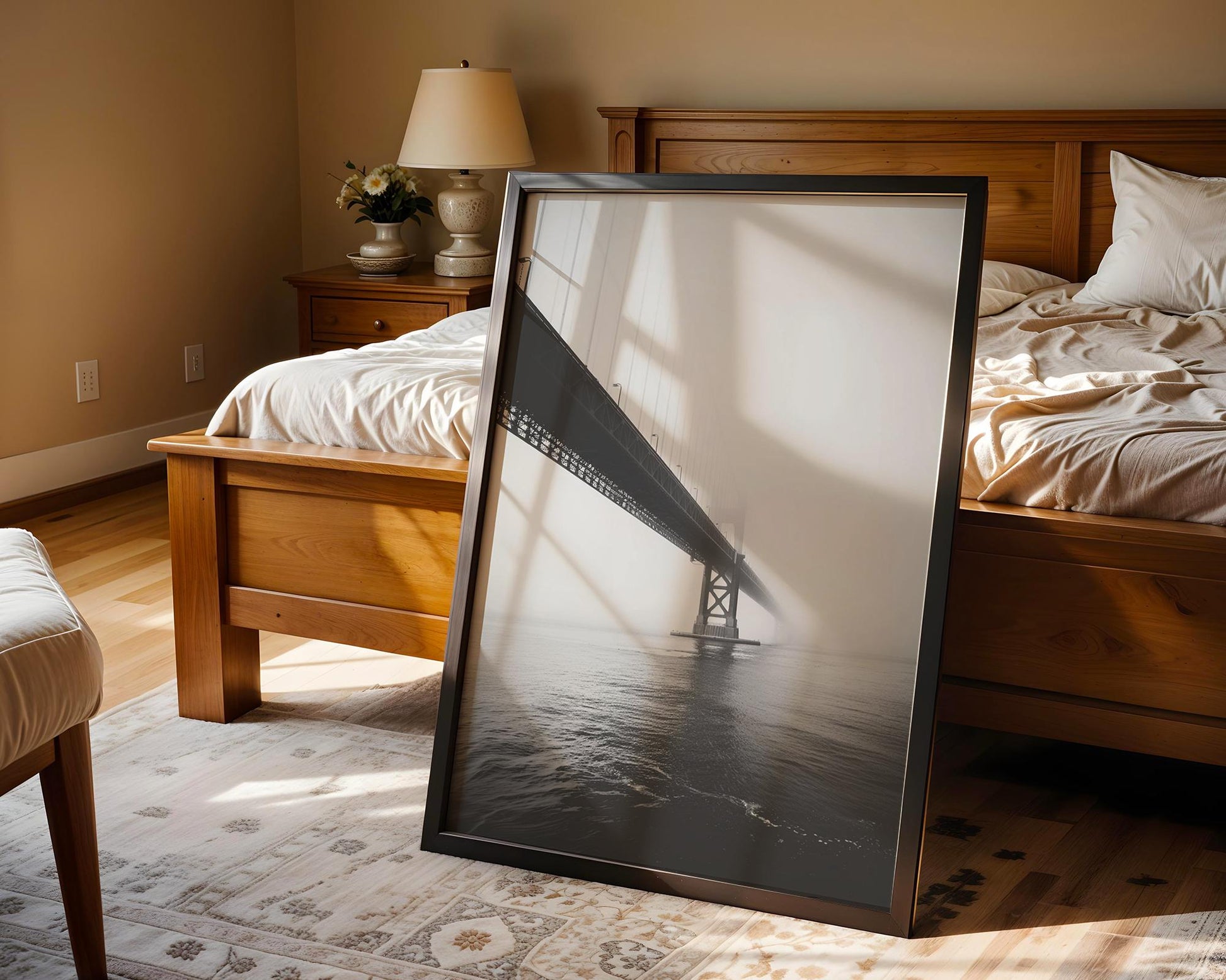 World Landmark | Golden Gate Bridge Print | San Francisco Black and White Photography wall art print, minimalist black and white poster, modern Scandinavian wall decor, Monohaus