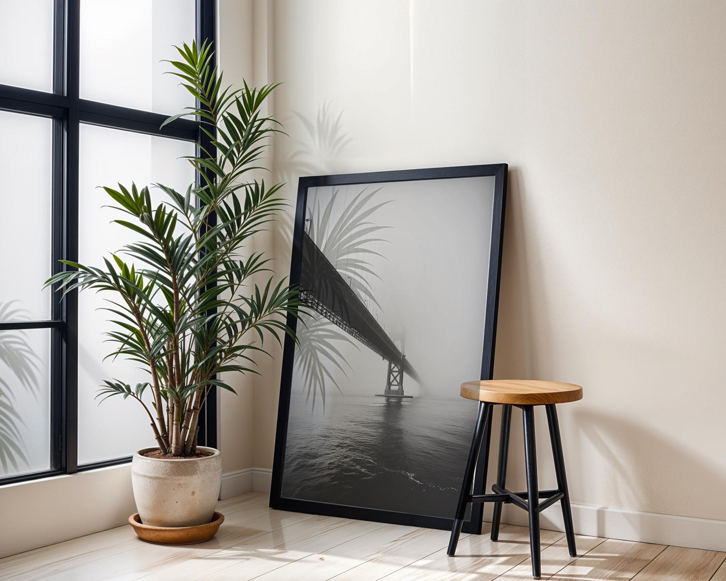 World Landmark | Golden Gate Bridge Print | San Francisco Black and White Photography wall art print, minimalist black and white poster, modern Scandinavian wall decor, Monohaus