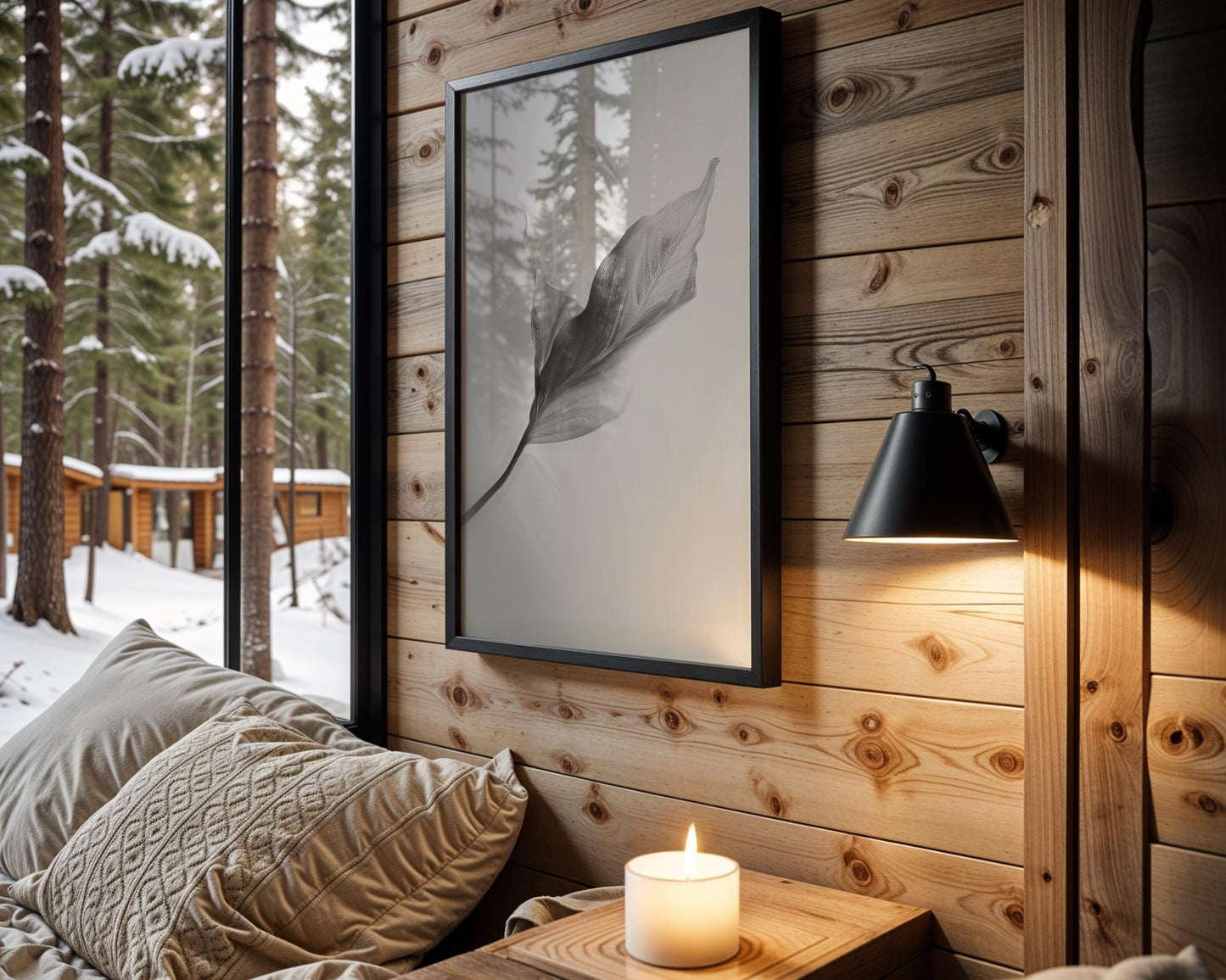 Botanical Photo | Abstract Leaf Macro Photography Print | Black & White Minimal abstract wall art print, geometric minimalist poster, modern Scandinavian decor, Monohaus