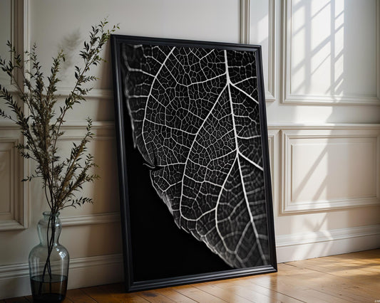 Botanical Photo | Leaf Vein Print | Macro Black and White Photography, Minimalist Art wall art print, minimalist black and white poster, modern Scandinavian wall decor, Monohaus