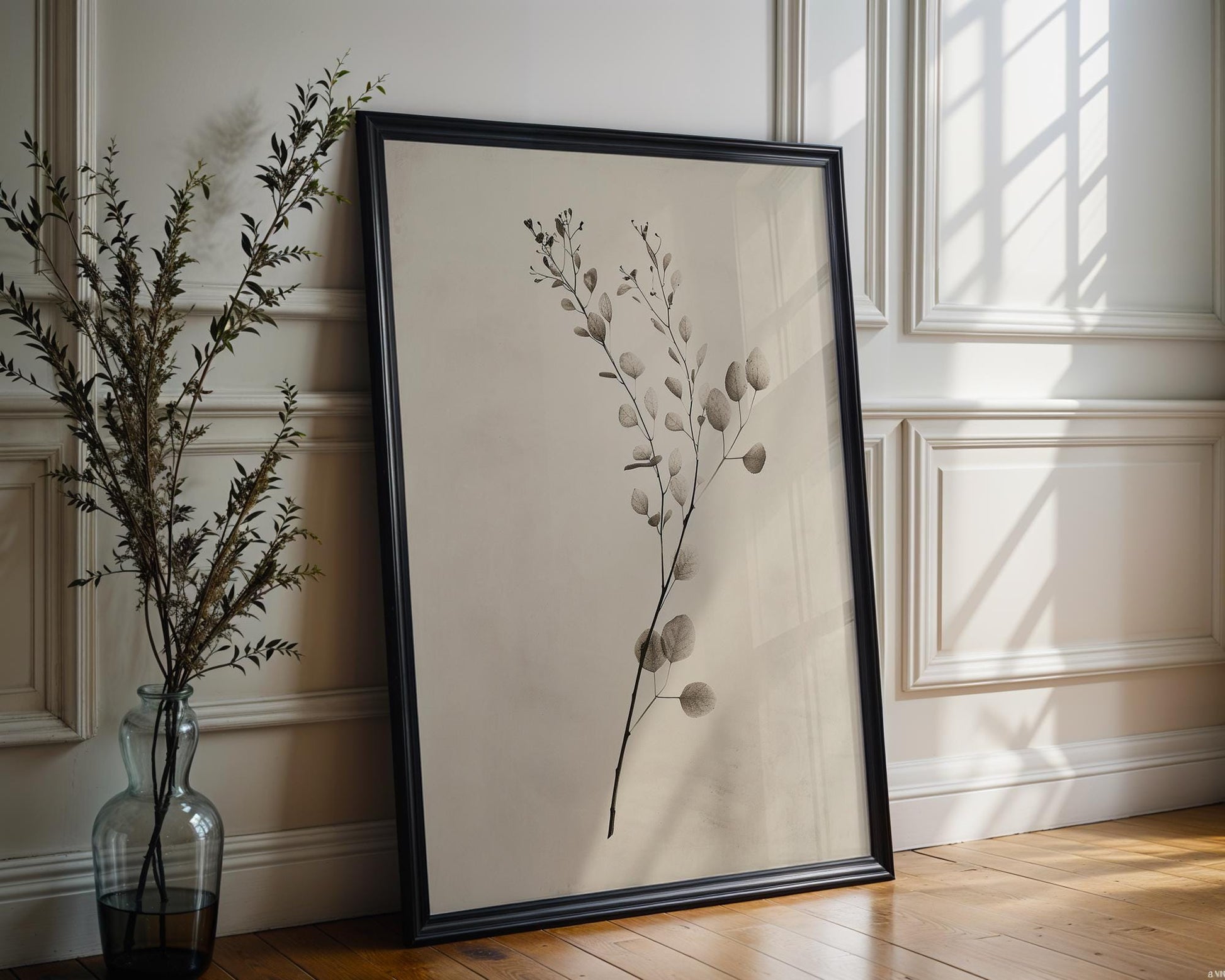 Eucalyptus Fine Art Print | Minimalist Black and White Photography wall art print, minimalist black and white poster, modern Scandinavian wall decor, Monohaus