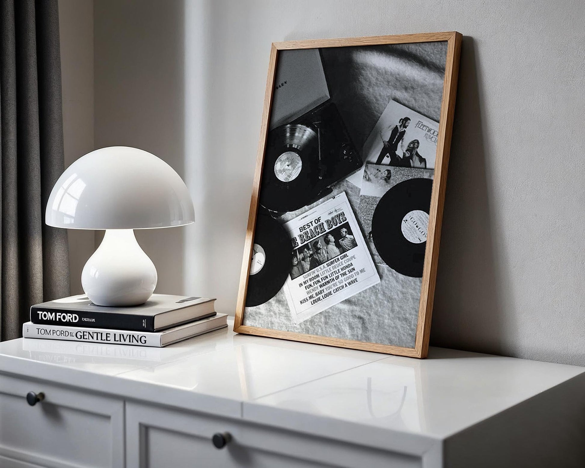 Designer Wall Art | Vinyl Record Player Photography | Black & White Music Poster wall art print, minimalist black and white poster, modern Scandinavian wall decor, Monohaus