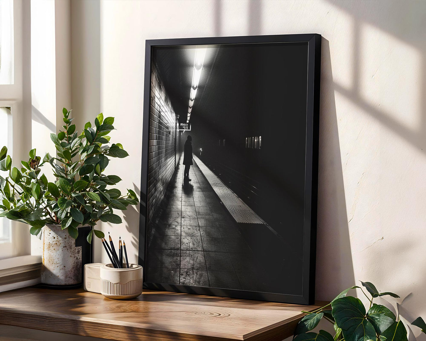 Minimal Wall Art | Walking in Light & Shadow | Black and White Photography wall art print, minimalist black and white poster, modern Scandinavian wall decor, Monohaus