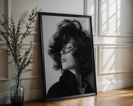 Minimal Wall Art Noir Woman Portrait Print | Minimalist Black and White Photography wall art print, minimalist black and white poster, modern Scandinavian wall decor, Monohaus