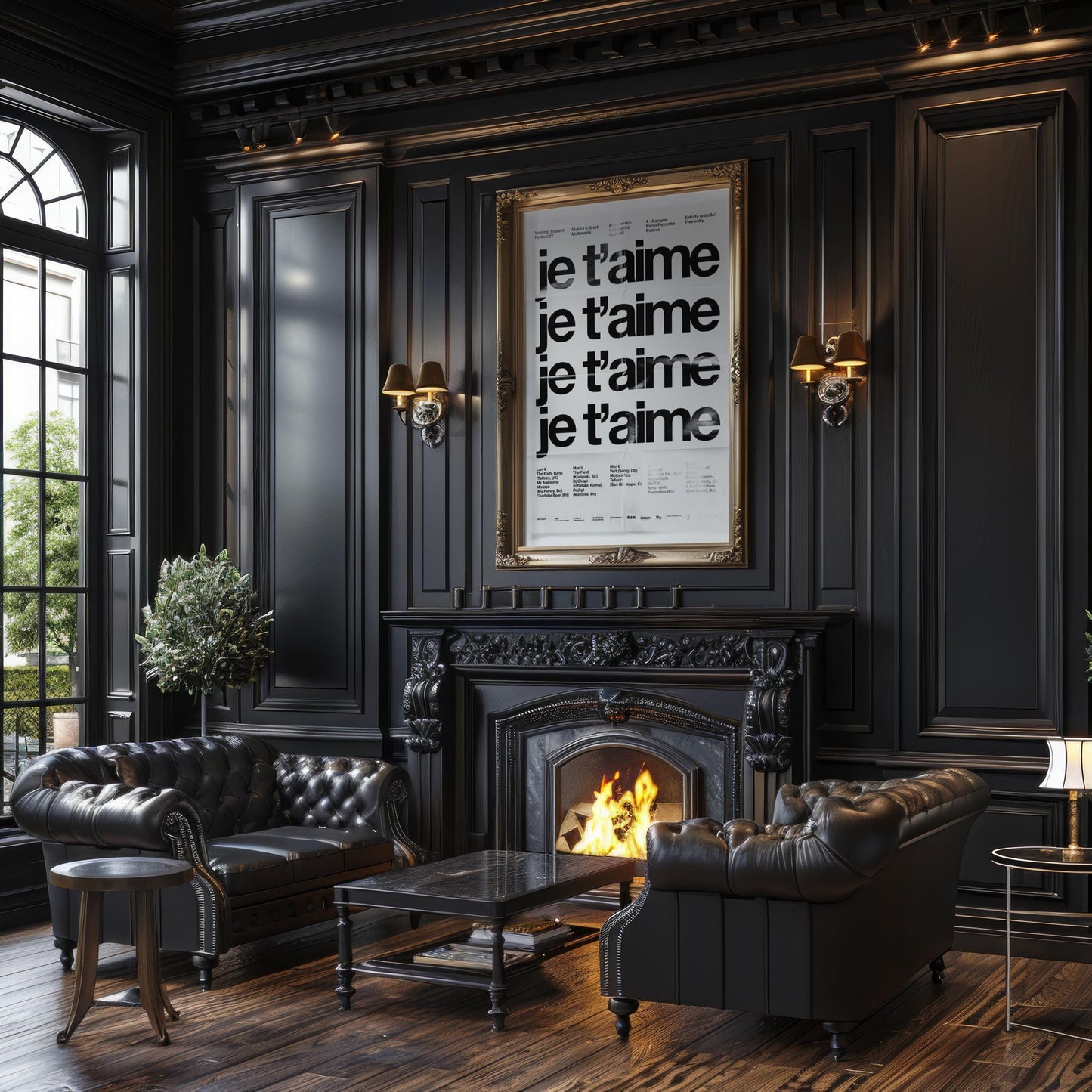 Designer Wall Art | Je T'aime Typography Print | Minimalist French Quote typography wall art print, minimalist black and white type poster, modern graphic design decor, Monohaus