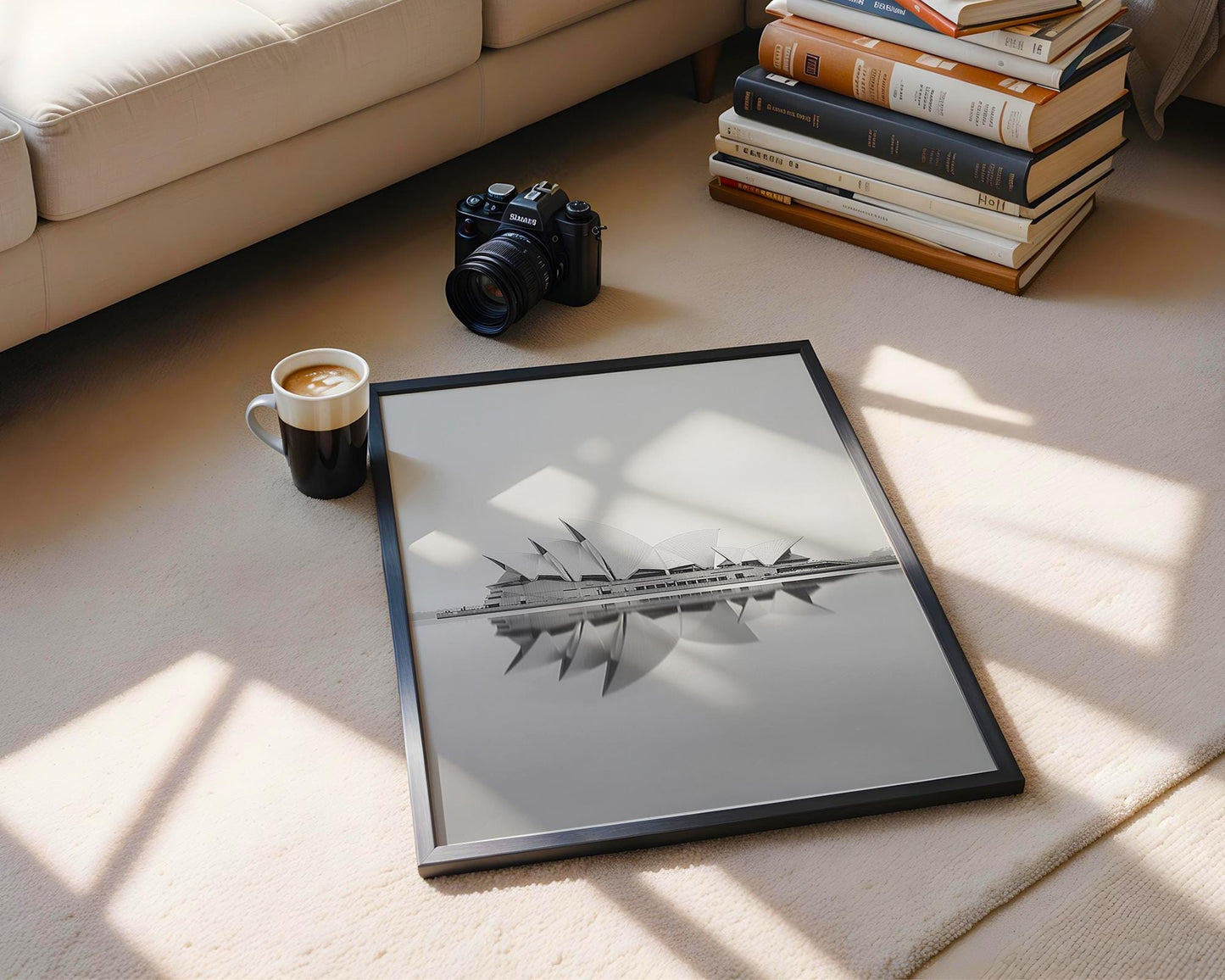 World Landmark | Sydney Opera House Print | Minimalist Black and White Architecture wall art print, black and white architectural poster, minimalist modern Scandinavian wall decor, Monohaus