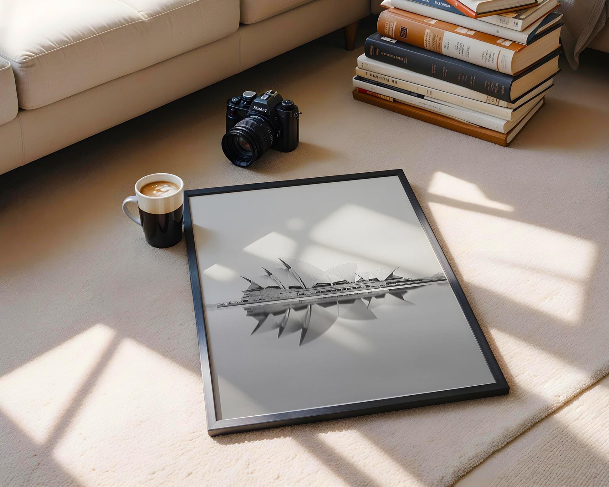 World Landmark | Sydney Opera House Print | Minimalist Black and White Architecture wall art print, black and white architectural poster, minimalist modern Scandinavian wall decor, Monohaus