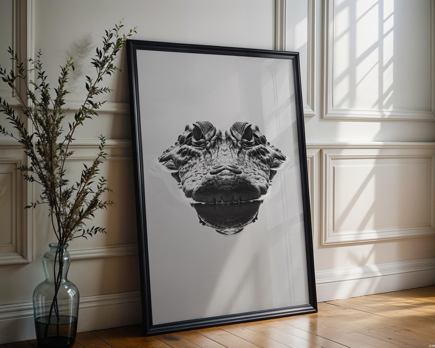 Wildlife Poster | Crocodile Photography Print | Minimalist Black & White  Art wall art print, minimalist black and white poster, modern Scandinavian wall decor, Monohaus