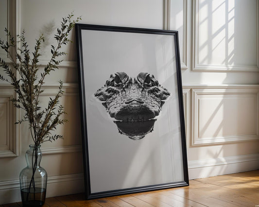 Wildlife Poster | Crocodile Photography Print | Minimalist Black & White  Art wall art print, minimalist black and white poster, modern Scandinavian wall decor, Monohaus