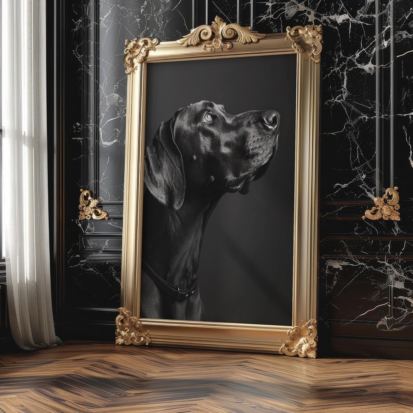 Great Dane Portrait | Elegant Black and White Dog Art Print wall art print, minimalist black and white poster, modern Scandinavian wall decor, Monohaus