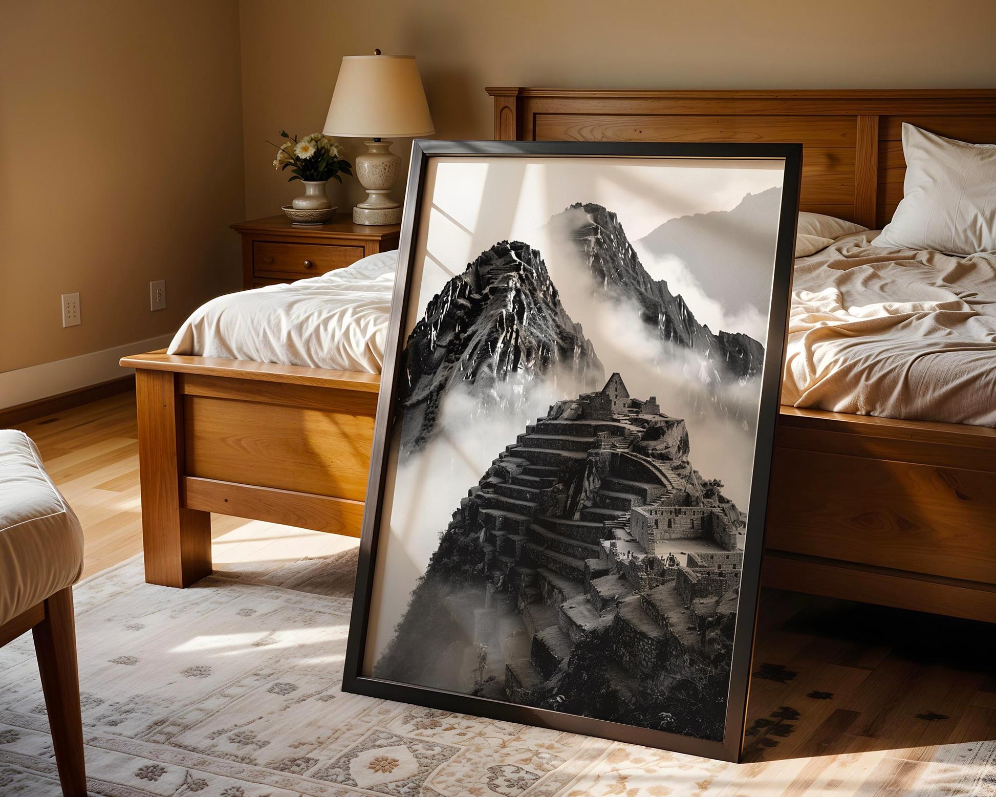 World Landmark | Machu Picchu Black and White Photography Print | Modern Travel Poster wall art print, minimalist black and white poster, modern Scandinavian wall decor, Monohaus