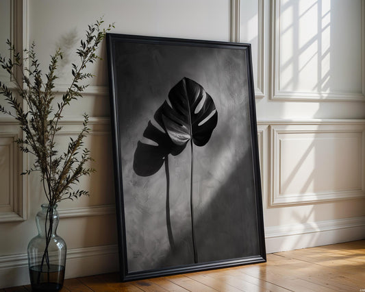 Botanical Photo | Monstera Leaf Print | Black and White Minimalist Wall Art wall art print, minimalist black and white poster, modern Scandinavian wall decor, Monohaus