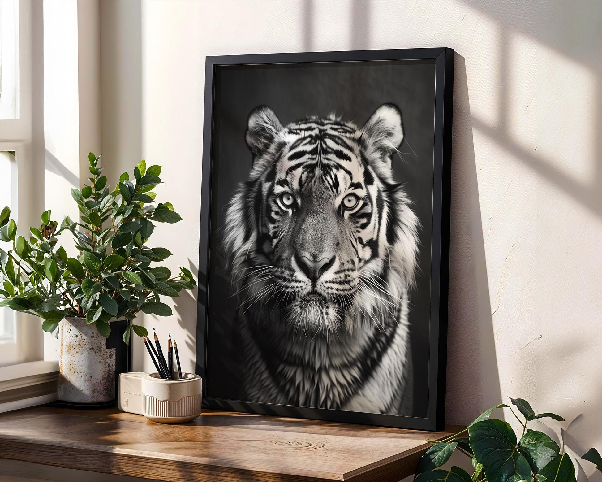 Wildlife Poster | Black & White Tiger Portrait | Minimalist Animal Art Print wall art print, minimalist black and white poster, modern Scandinavian wall decor, Monohaus
