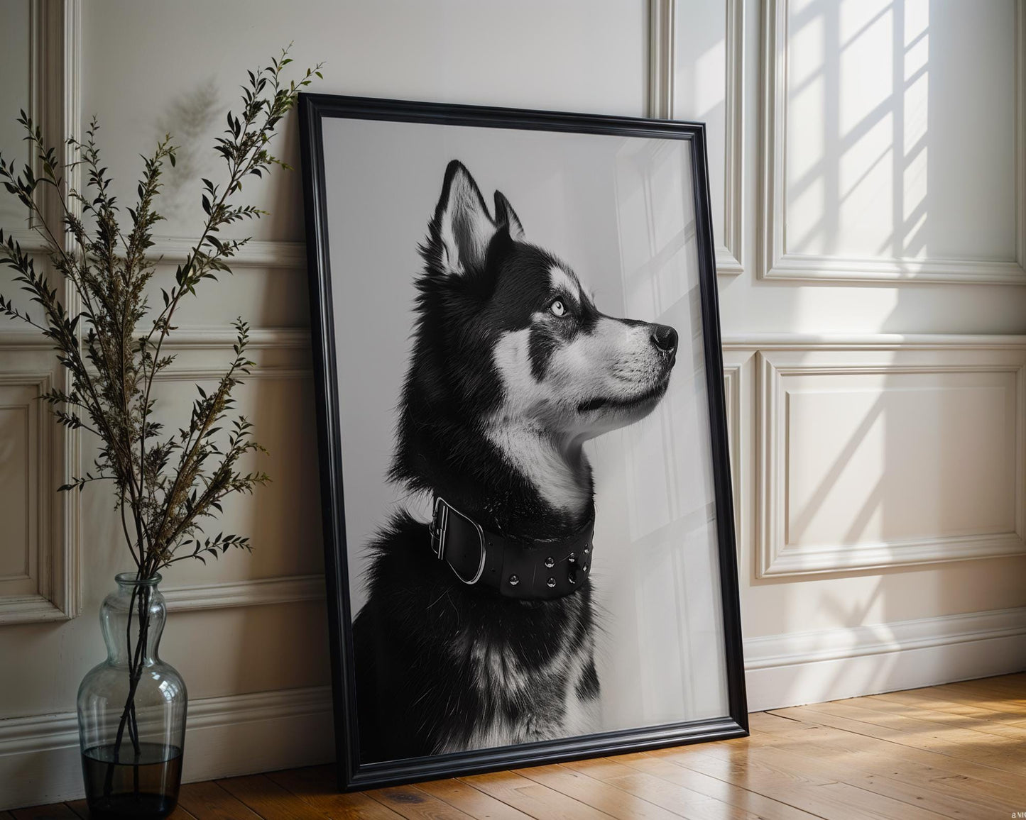 Dog Photography Husky Art Print | Black and White Pet Portrait, Modern Wall Decor wall art print, minimalist black and white poster, modern Scandinavian wall decor, Monohaus