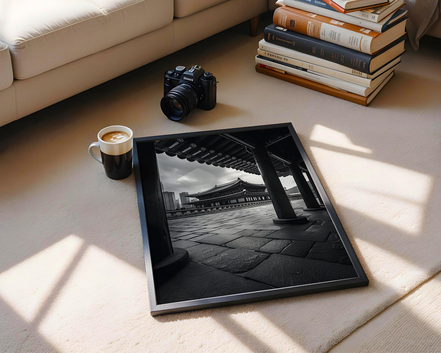 World Landmark | Gyeongbokgung Palace Print | Seoul Black and White Photography wall art print, minimalist black and white poster, modern Scandinavian wall decor, Monohaus