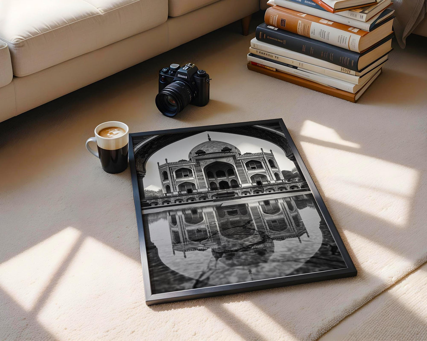 World Landmark | Humayun's Tomb Black and White Architecture Print | Indian Monument Wall Art wall art print, black and white architectural poster, minimalist modern Scandinavian wall decor, Monohaus