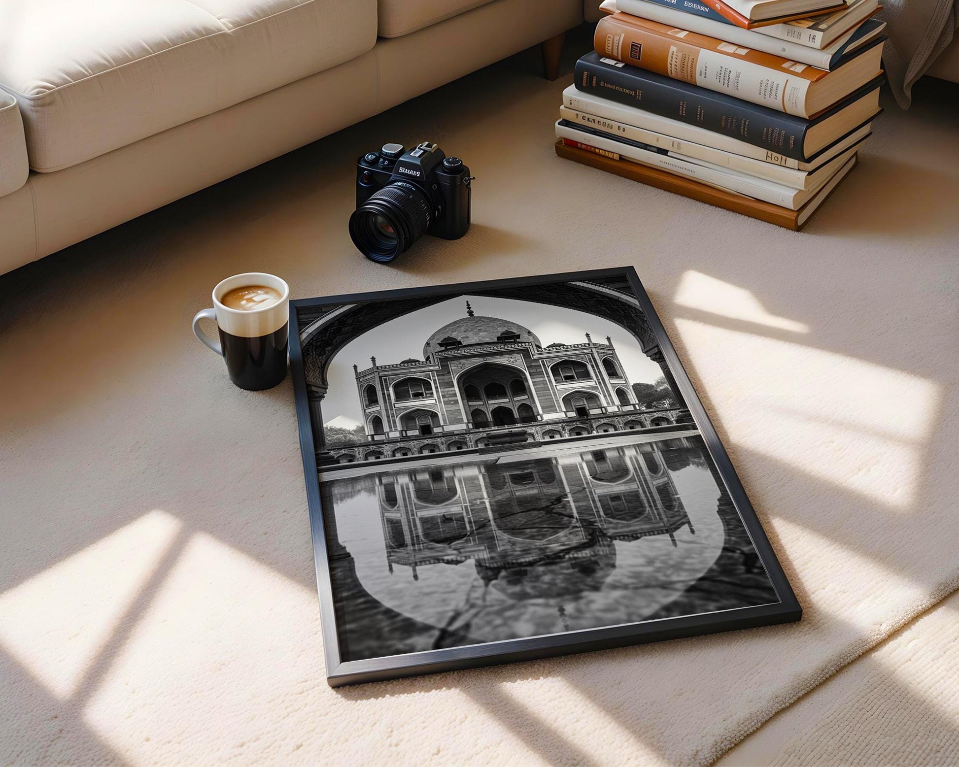 World Landmark | Humayun's Tomb Black and White Architecture Print | Indian Monument Wall Art wall art print, black and white architectural poster, minimalist modern Scandinavian wall decor, Monohaus