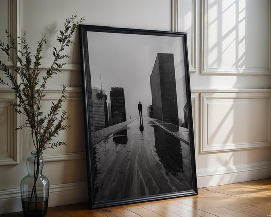 Rooftop Silhouette Photography Print | Urban Noir, Minimalist City Art wall art print, black and white architectural poster, minimalist modern Scandinavian wall decor, Monohaus