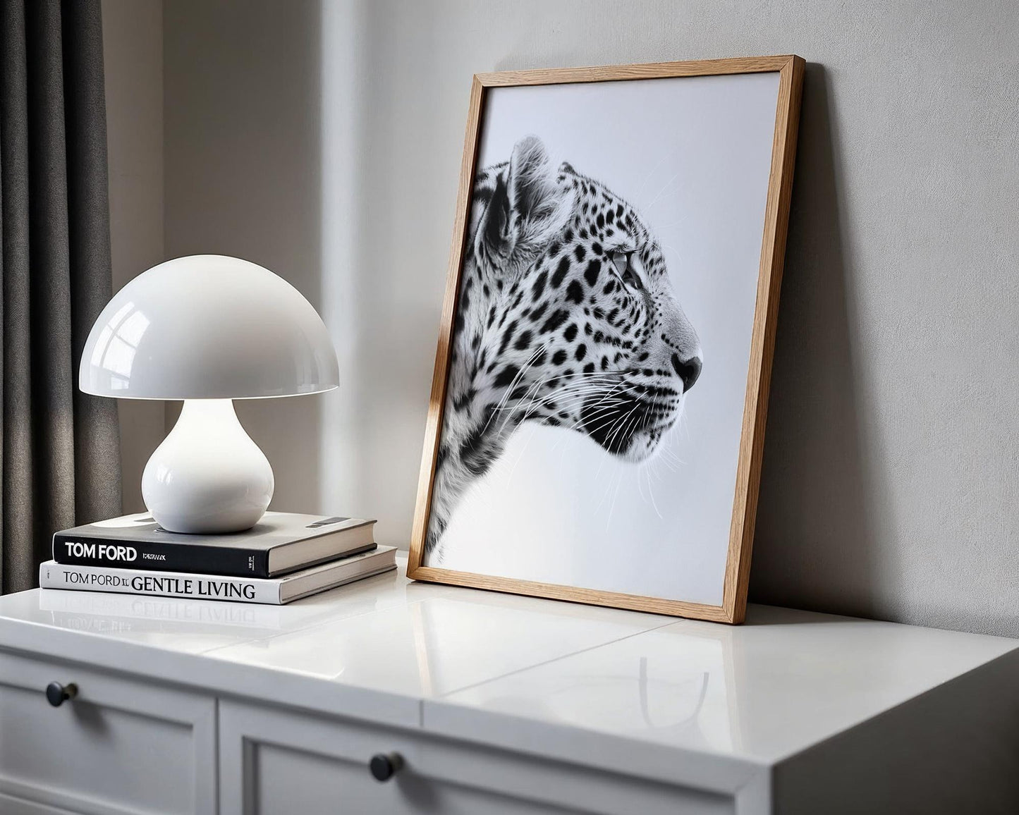 Wildlife Poster | Leopard Profile Art Print | Minimalist Black & White Photography wall art print, minimalist black and white poster, modern Scandinavian wall decor, Monohaus