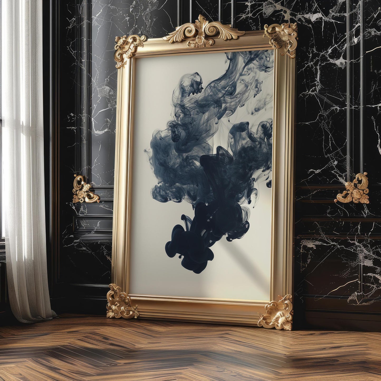 Minimal Wall Art Black Ink Smoke Art Print | Minimalist Abstract Photography abstract wall art print, geometric minimalist poster, modern Scandinavian decor, Monohaus