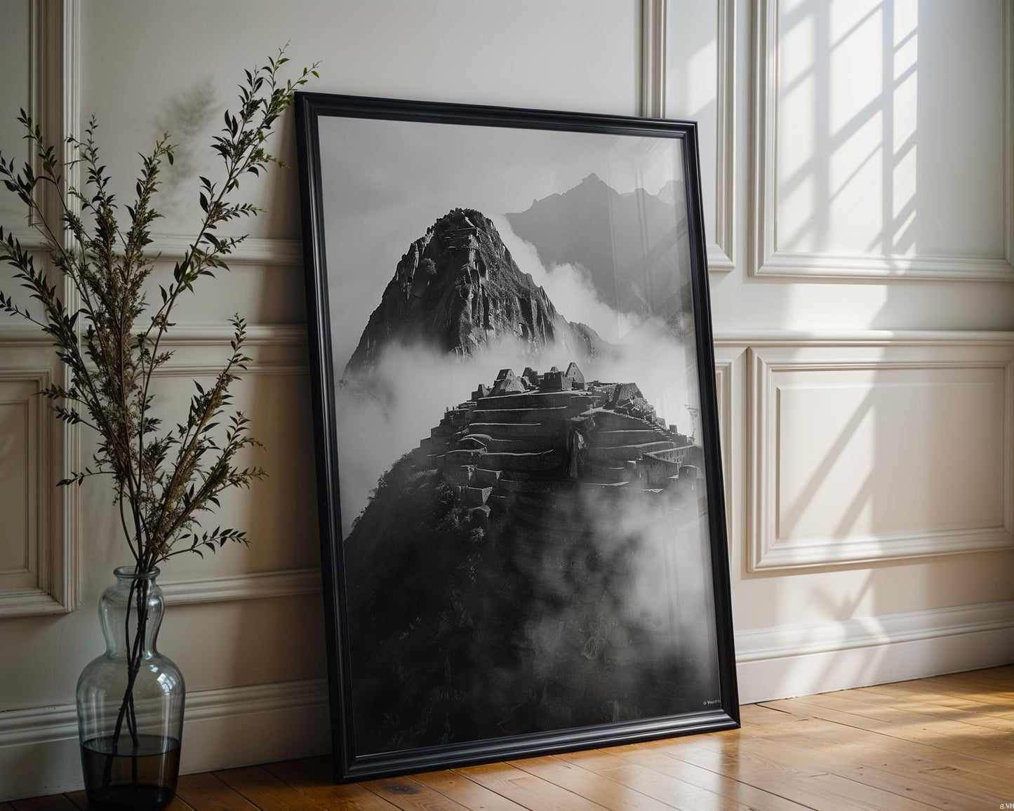 World Landmark | Machu Picchu Print | Black and White Mountain Photography, Peru Travel Poster wall art print, minimalist black and white poster, modern Scandinavian wall decor, Monohaus
