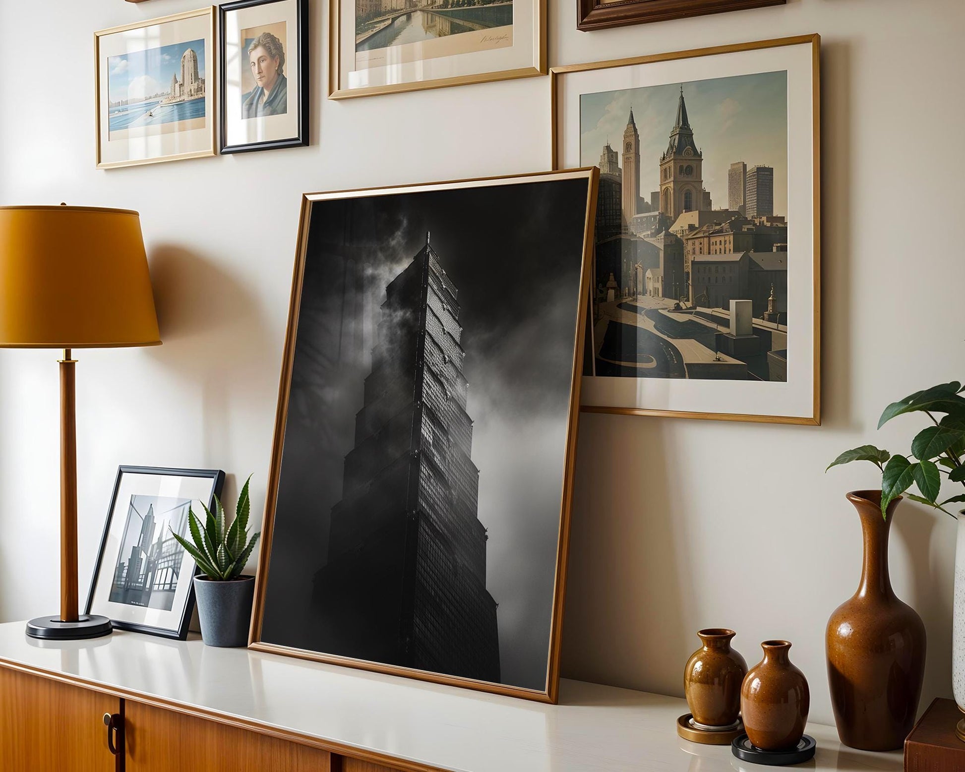 World Landmark | Taipei 101 Print | Foggy Taiwan Tower Black and White Photography wall art print, black and white architectural poster, minimalist modern Scandinavian wall decor, Monohaus