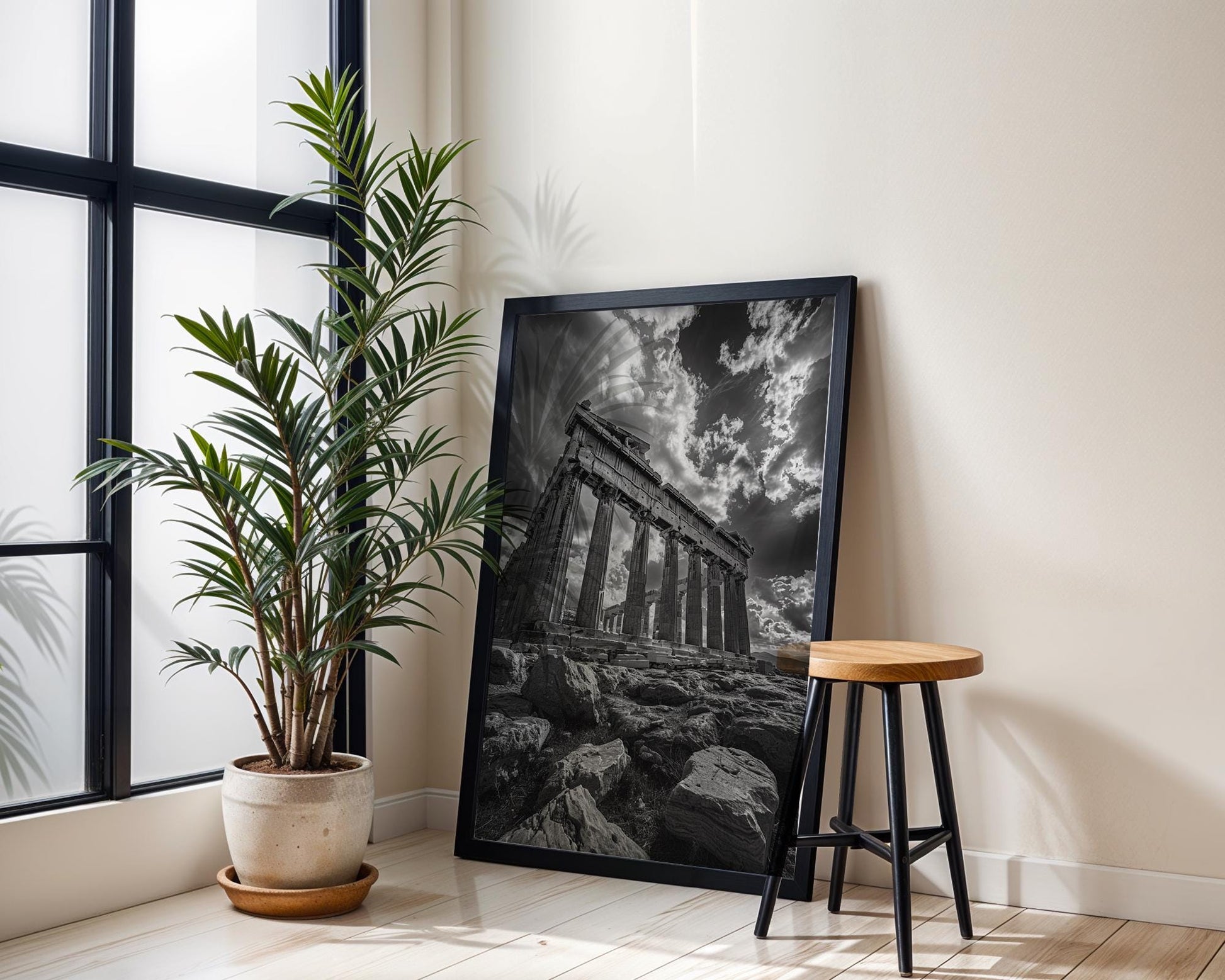 World Landmark | Parthenon Print | Dramatic Black & White Greek Architecture Wall Art wall art print, black and white architectural poster, minimalist modern Scandinavian wall decor, Monohaus