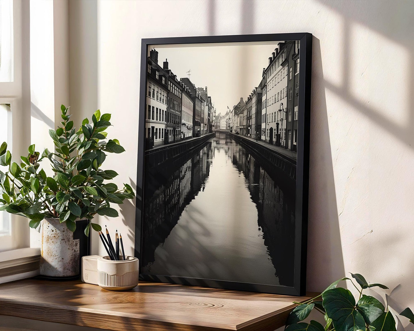World Landmark | Copenhagen Canal Black and White Photography | Scandinavian Wall Art wall art print, minimalist black and white poster, modern Scandinavian wall decor, Monohaus