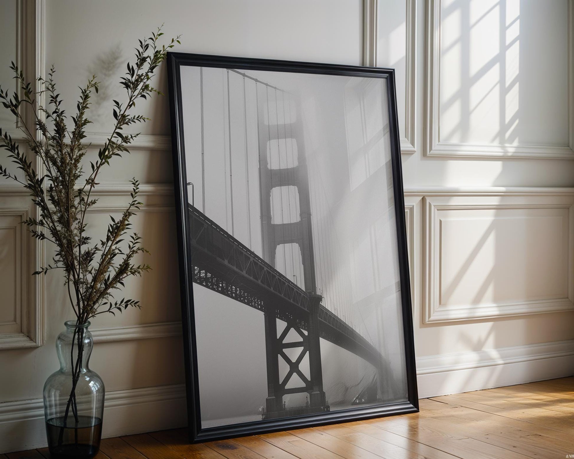 World Landmark | Golden Gate Bridge Print | Black and White Photography, San Francisco Wall Art wall art print, minimalist black and white poster, modern Scandinavian wall decor, Monohaus