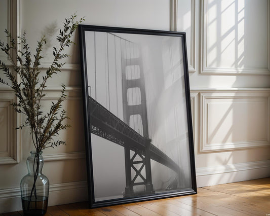 World Landmark | Golden Gate Bridge Print | Black and White Photography, San Francisco Wall Art wall art print, minimalist black and white poster, modern Scandinavian wall decor, Monohaus