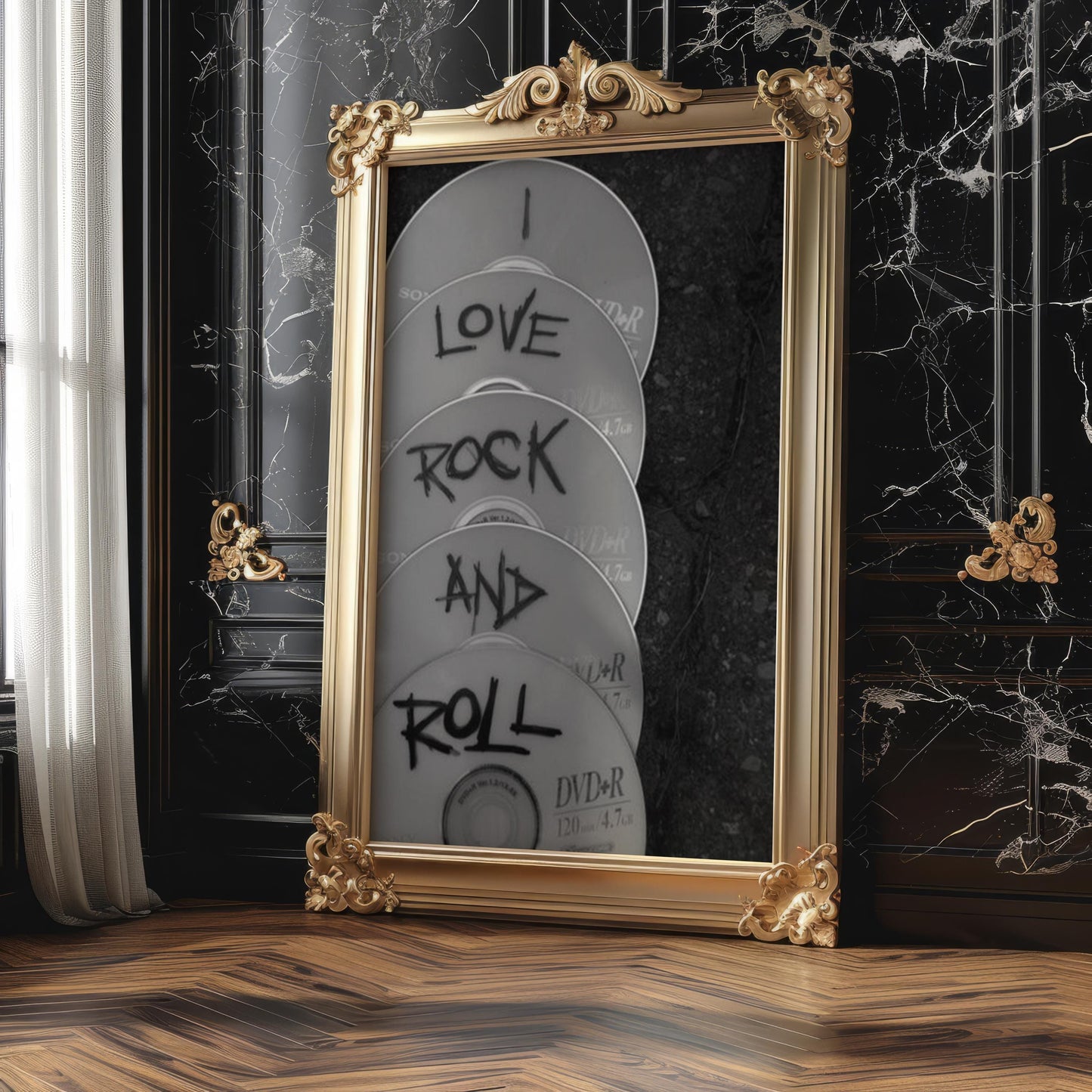 Designer Wall Art | I Love Rock and Roll Photography | Black & White Music Print | Retro Decor wall art print, minimalist black and white poster, modern Scandinavian wall decor, Monohaus