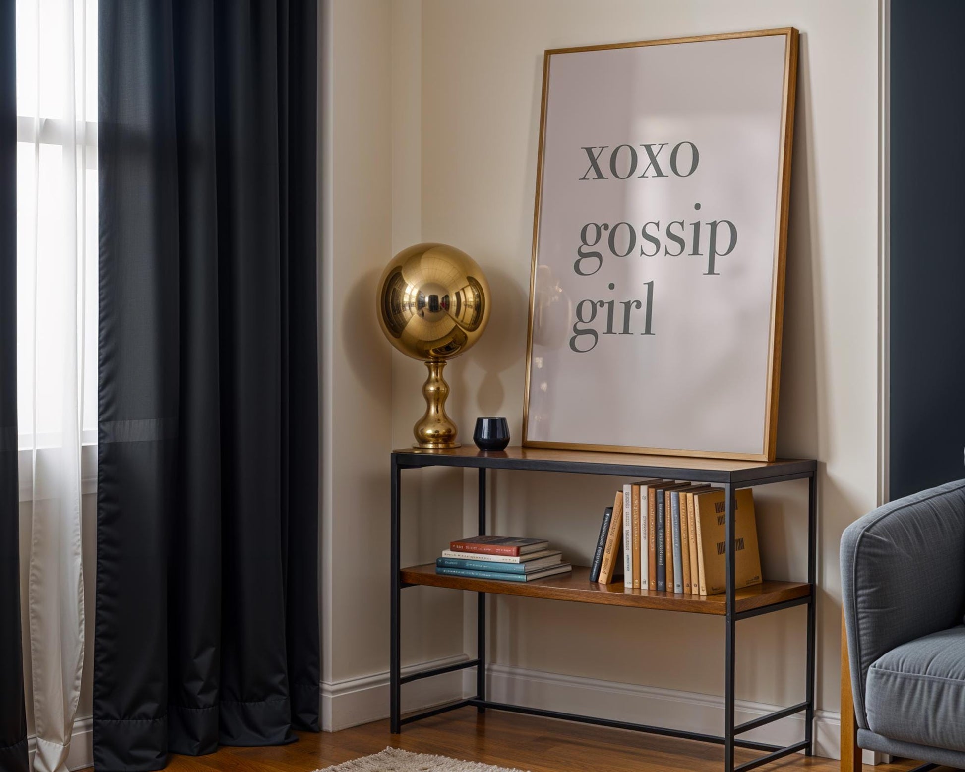 Designer Wall Art | XOXO Gossip Girl Quote Print | Minimalist Typography Poster typography wall art print, minimalist black and white type poster, modern graphic design decor, Monohaus