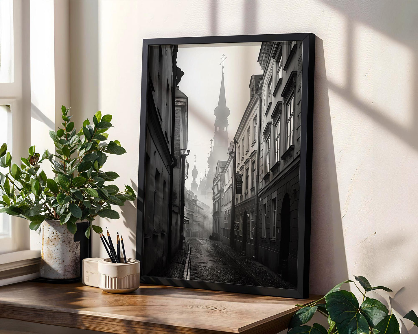 World Landmark | Riga Old Town Photography Print | Moody Baltic Architecture Wall Art wall art print, black and white architectural poster, minimalist modern Scandinavian wall decor, Monohaus
