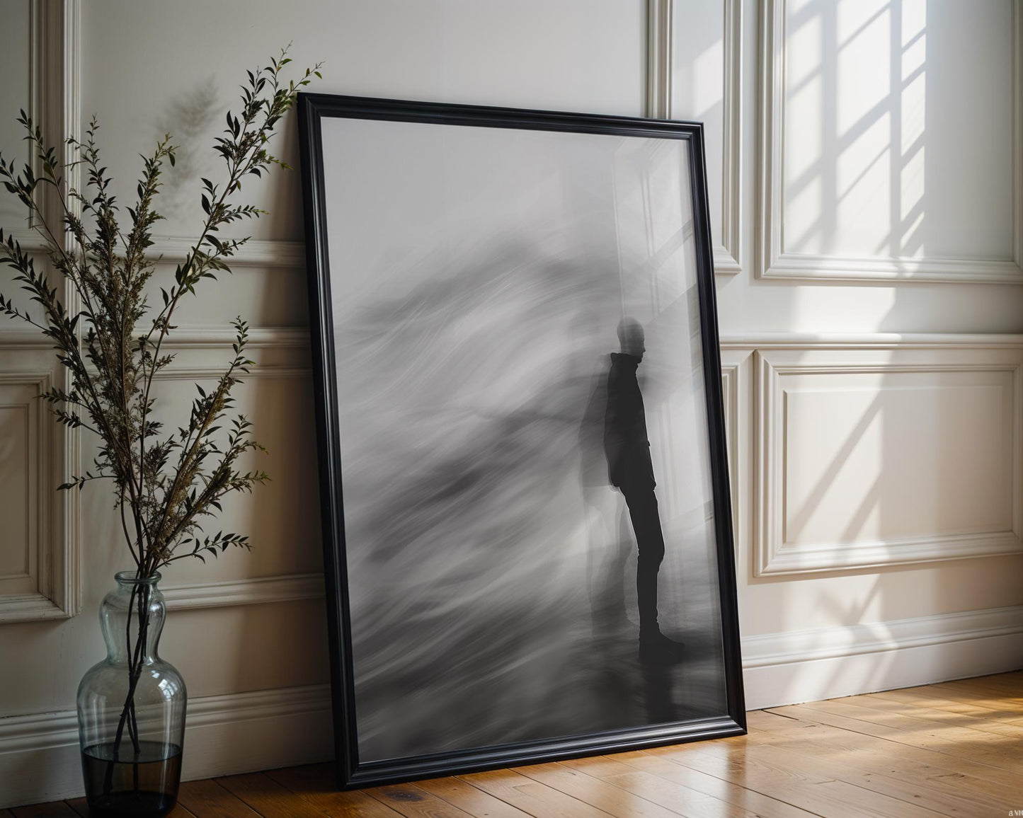 Minimal Wall Art Ghostly Figure Photography | Minimalist Black and White Poster wall art print, minimalist black and white poster, modern Scandinavian wall decor, Monohaus