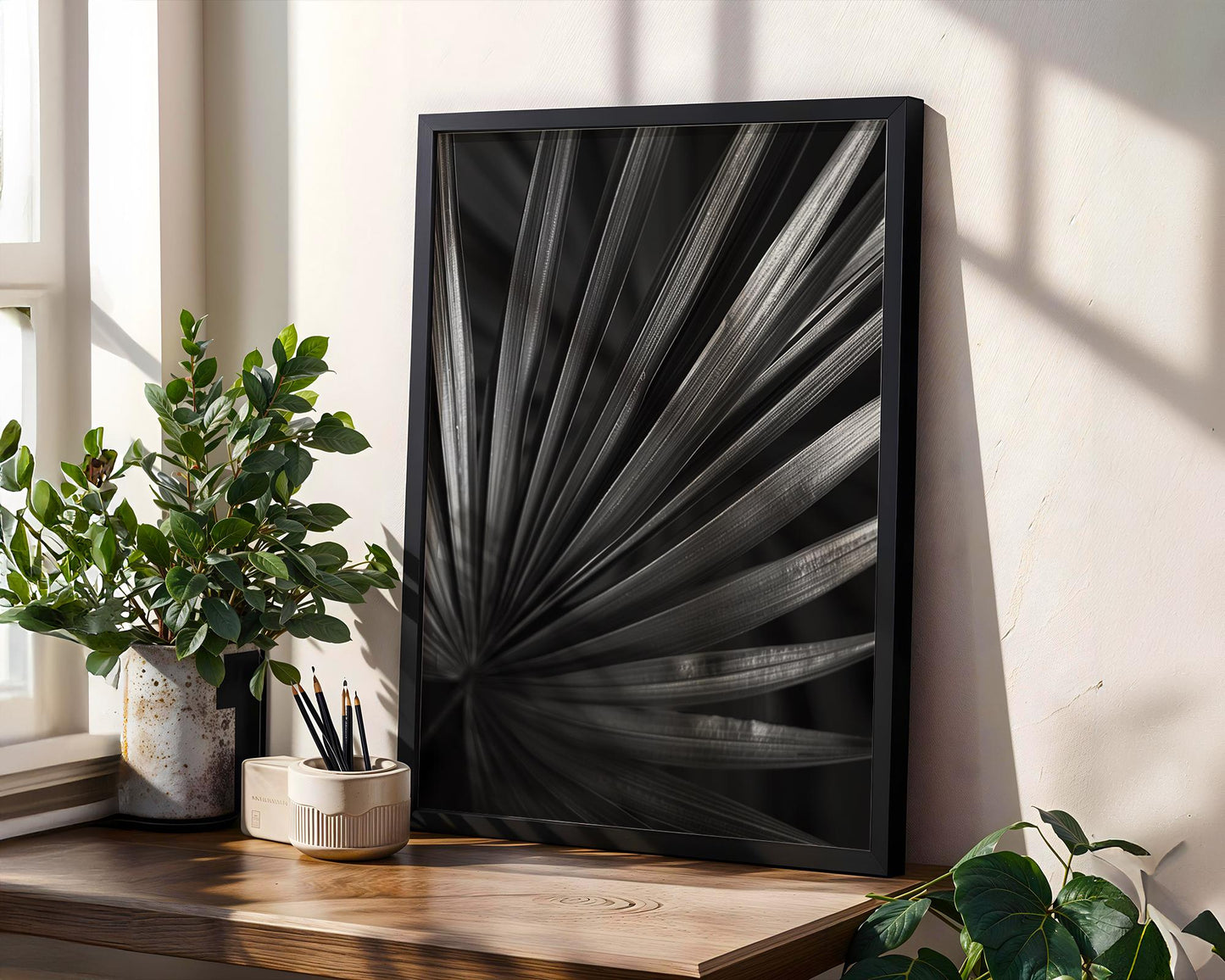 Botanical Photo | Minimalist Fan Palm Print | Black & White Tropical Wall Art wall art print, minimalist black and white poster, modern Scandinavian wall decor, Monohaus